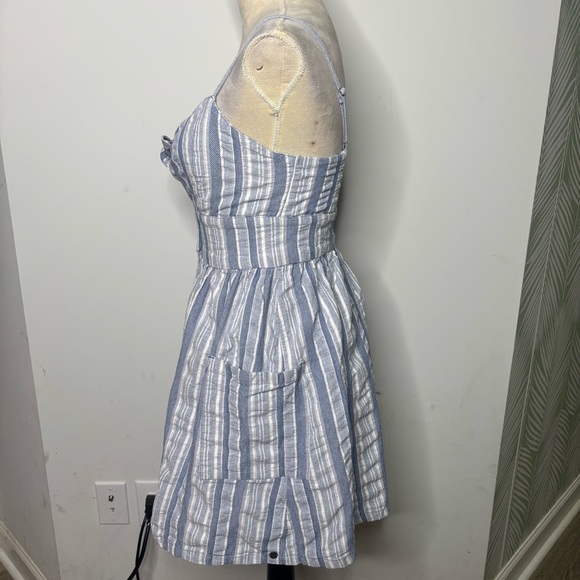 Roxy Under The Cali Sun Striped Cotton Tie-Front Sundress Small Beach Summer - Picture 7 of 9
